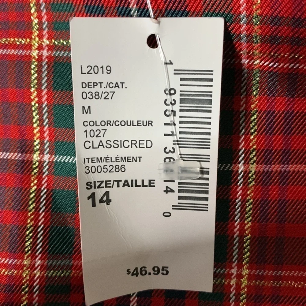 The Childrens Dress New With Tags Classic Red Plaid Dress Girls Size 14